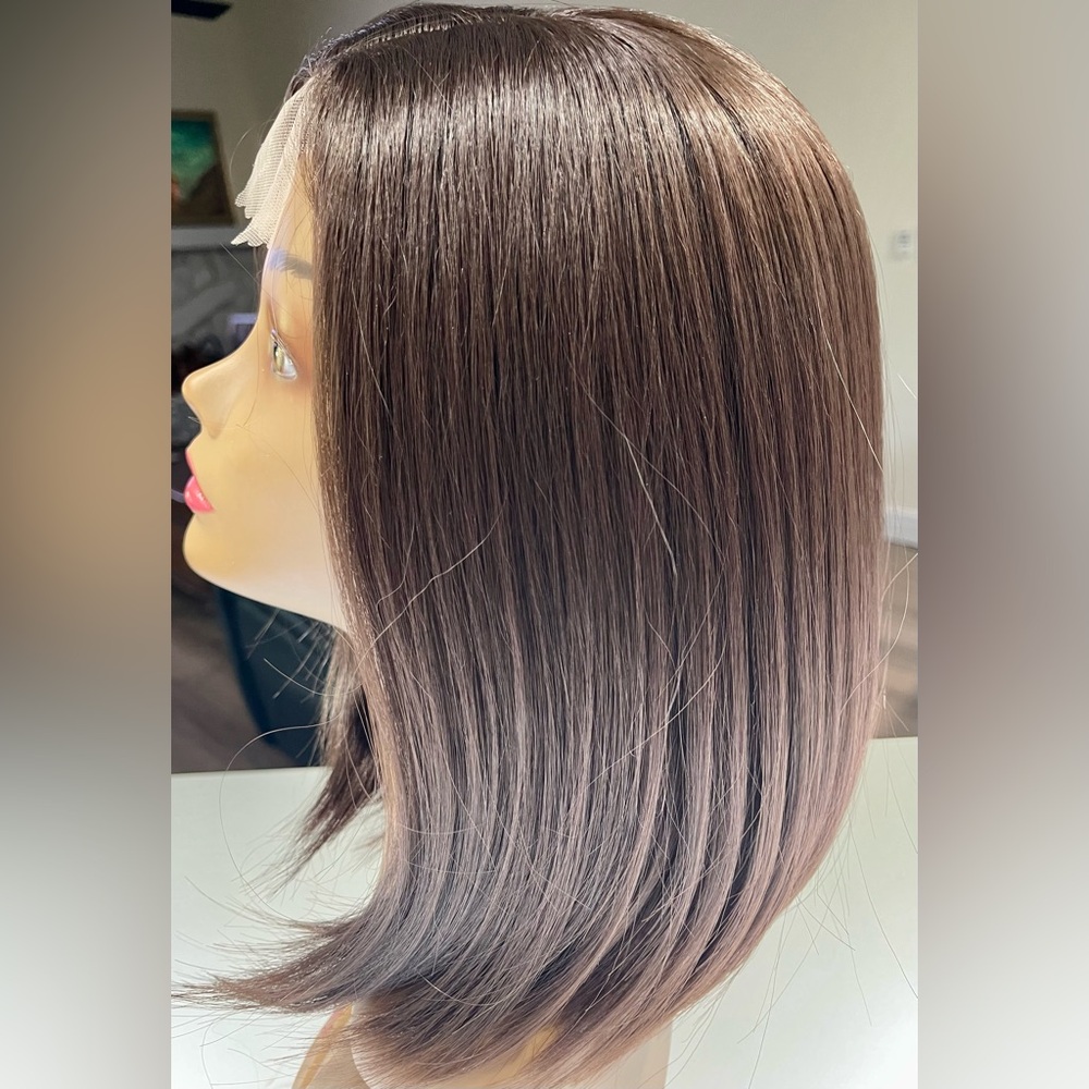 HAIR, 15” Straight Bob, Side Part, Lace front Med Brown